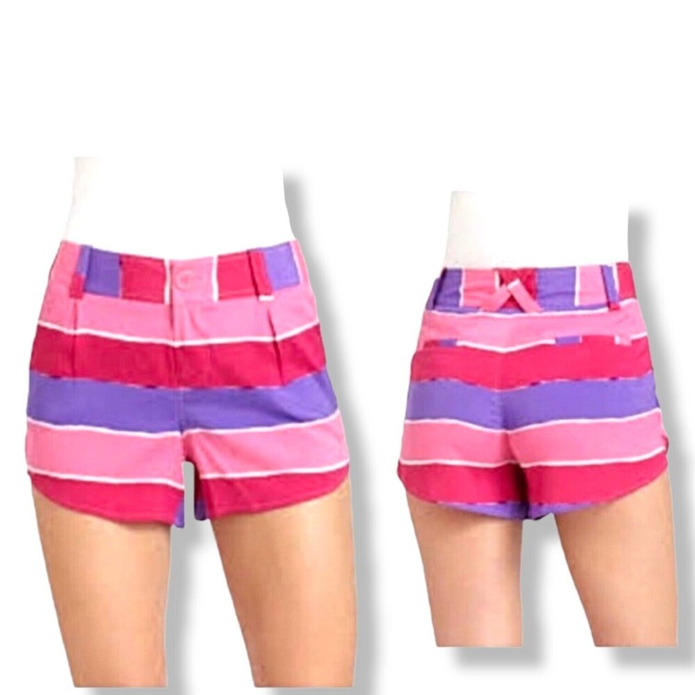 Alice + Olivia Silk Blend Pleated Shorts Womens Size 8 in Stripped color block